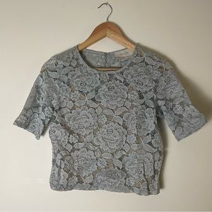 BHLDN lace shirt silver grey Medium